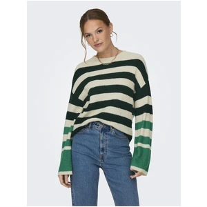 Green and cream women's striped sweater JDY Drea - Women