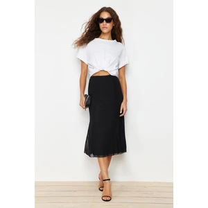 Trendyol Black Lined Tulle Maxi Knitted Skirt