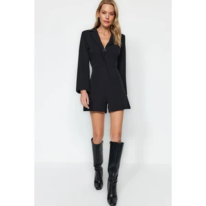 Trendyol Black Belted Jacket Collar Zipper Detailed Mini Woven Overalls