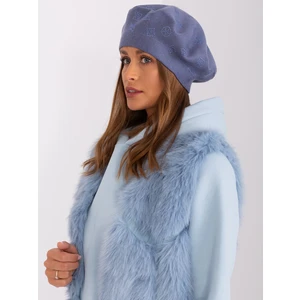 Grey-blue women's beret with appliqués