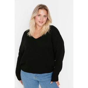 Trendyol Curve Plus Size Sweater - Black - Regular fit