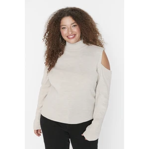 Trendyol Curve Plus Size Sweater - Gray - Regular fit