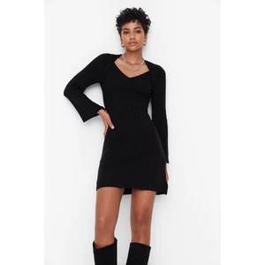 Trendyol Black V Neck Knitwear Dress