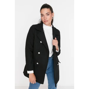 Trendyol Black Shiny Button Detailed Stamp Coat