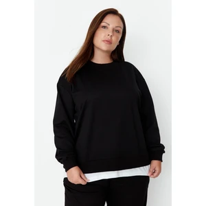 Trendyol Curve Black Altan T-Shirt Pull-Out Knitted Sweatshirt