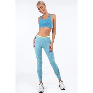 Light blue and graphite sports leggings with stitching