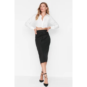 Trendyol Black Midi Skirt in Woven with Waist Detail