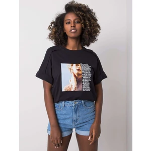 Black women&#39;s t-shirt with a print