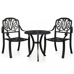 Zahradní bistro set 3 ks litý hliník Dekorhome Černá,Zahradní bistro set 3 ks litý hliník Dekorhome Černá