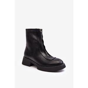 Women's flat boots with zipper black Elkasa