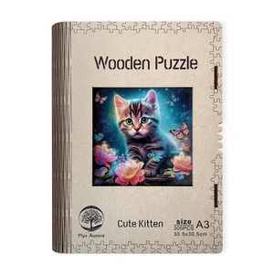 Dřevěné puzzle/Kotě A3