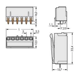 Zásuvkový konektor do DPS WAGO 2092-1302, 19.80 mm, pólů 2, rozteč 5 mm, 200 ks