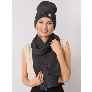 RUE PARIS Dark gray winter set with hat and scarf