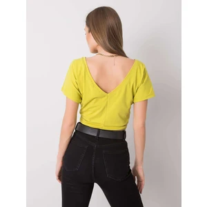 T-shirt with a back neckline in lime green