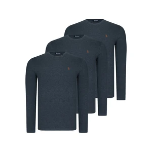 TRIPLE SET T8588 DEWBERRY ROUND COLLAR MEN'S SWEATSHIRT-ANTHRACITE-ANTHRACITE-ANTHRACITE