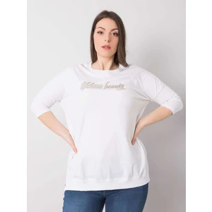 Women's plus size white blouse with the inscription