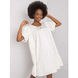 RUE PARIS Ecru dress with puff sleeves