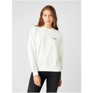 Bílá dámská mikina s potiskem Wrangler Retro Sweat - Dámské