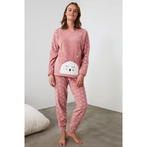 Trendyol Powder Embroidered Wellsoft Pajamas Set