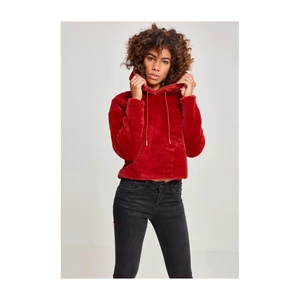 Ladies Oversize Short Teddy Hoody burgundy