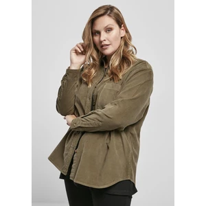 Ladies Corduroy Oversized Shirt Olive