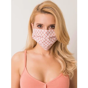 Dusty pink protective mask with geometric patterns