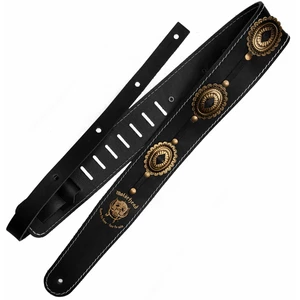 Richter 1566 Motörhead Black/Old Brass Leather guitar strap Black