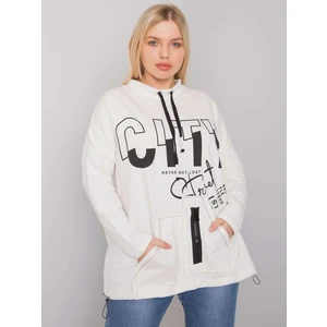 Ecru plus sweatshirt with print and pockets