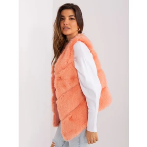 Asymmetrical fur vest peach