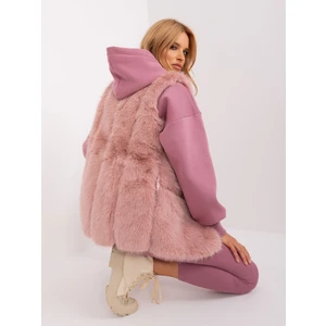 Women's fur vest in light pink color