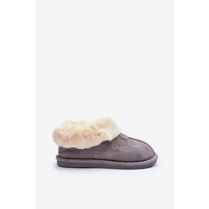 Women's slippers with fur, grey Rope