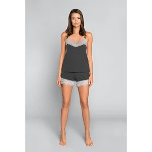 Women's pyjamas Sonata with narrow straps, shorts - dark melange