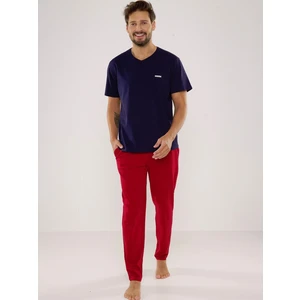 Pyjamas De Lafense 624 Kevin kr/r S-2XL men's navy-burgundy 203