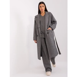 Dark grey long coat with pockets