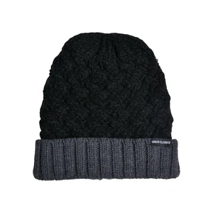 Braid Knit Beanie Black/Heather Grey