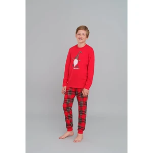 Boys' pyjamas Narwik, long sleeves, long legs - red/print