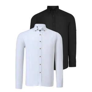 DOUBLE SET G721 DEWBERRY MEN'S SHIRT-BLACK-WHITE