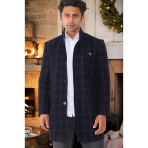 PLT8367 DEWBERRY MEN'S COAT-PATTERNED LIGHT NAVY BLUE