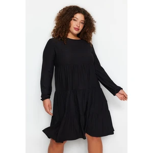 Trendyol Curve Black Plain A-line Mini Knitted Plus Size Dress