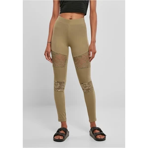 Women's lace-up leggings in khaki color