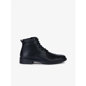 Black Men's Leather Ankle Shoes Geox Kapsian - Men's