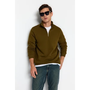 Trendyol Green Regular/Normal Cut Stand Collar Zippered Sweatshirt