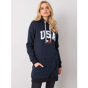 RUE PARIS Ladies' navy blue sweatshirt with a print