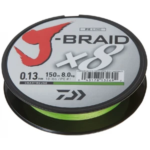 Daiwa splietaná šnúra j-braid chartreuse 300 m-priemer  0,18 mm / nosnosť 12 kg