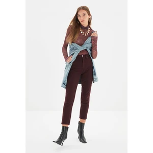 Trendyol Burgundy High Waist Mom Fit Farmer