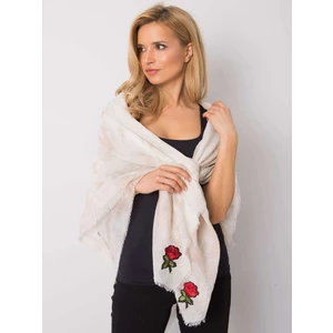 Women's beige scarf with colorful patches