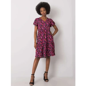 RUE PARIS Pink dress with prints and a frill