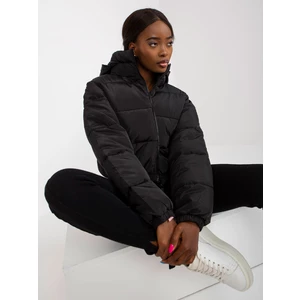 Black short winter jacket Iseline quilted