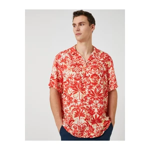 Koton Floral Print Shirt with Short Sleeves Turndown Collar