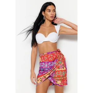 Trendyol Ethnic Patterned Mini Woven Tie Skirt